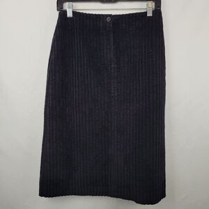 Pamela Black Ribbed Lined Pencil Skirt Women's Size 42 or 14 VTG Made in Italy